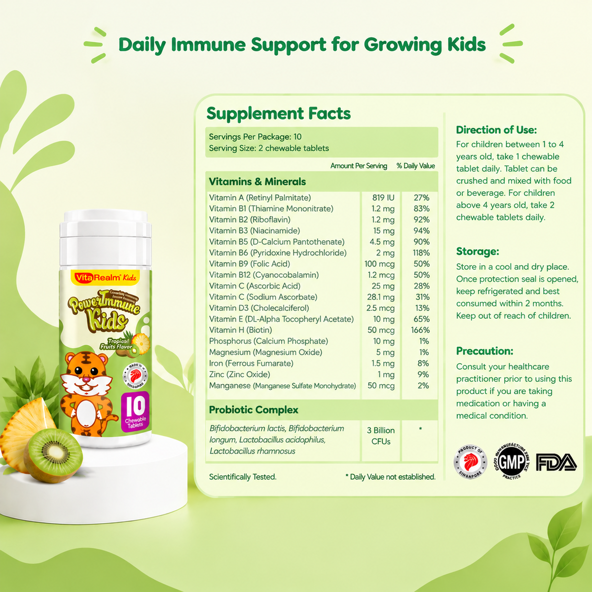 Kids Multivitamins & Minerals  | Daily Nutrition & Immune Health Support | Probiotics