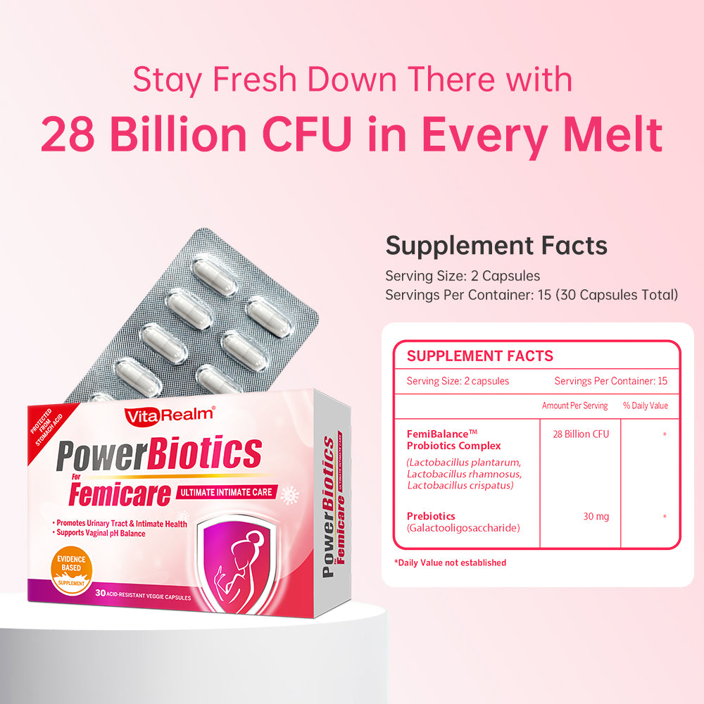 VitaRealm Probiotics for Women |1 Capsule with 28 Billion CFU | Balances pH | Supports Flora Balance | Controls Odor | Promotes Gut and Urinary Health | Feminine Flora Balance