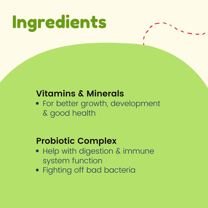 Kids Multivitamins & Minerals  | Daily Nutrition & Immune Health Support | Probiotics