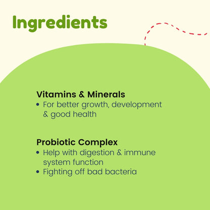 Kids Multivitamins & Minerals  | Daily Nutrition & Immune Health Support | Probiotics