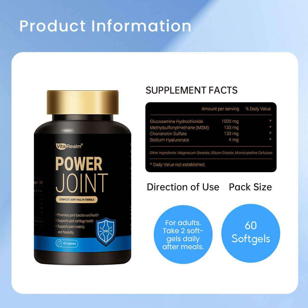 VitaRealm Joint Support  | Upgraded Glucosamine MSM Chondroitin Hyaluronic Acid