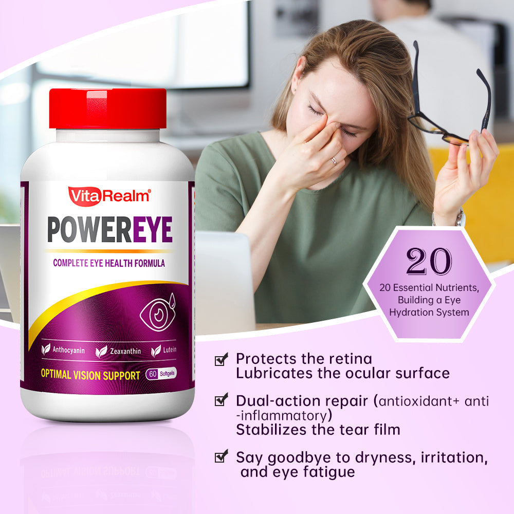 VITAREALM POWEREYE | Patented Lutemax® 2020 Lutein + DHA | Blue Light Protection