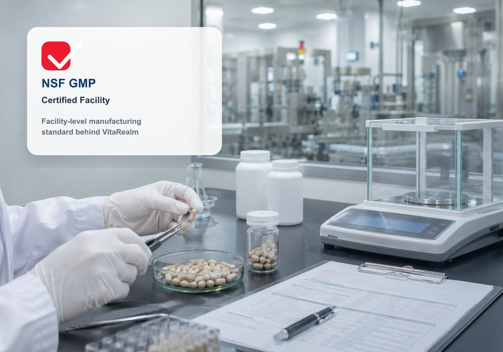 Singapore PharmaTech production line with NSF GMP certified facility proof