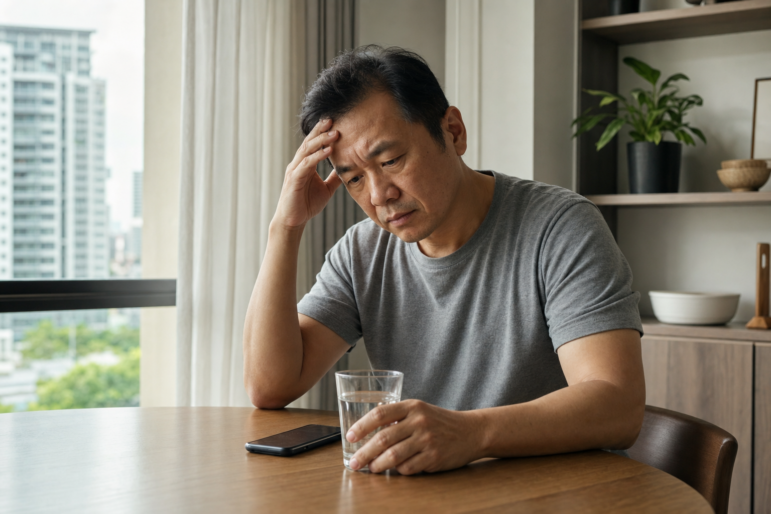 Singaporean Chinese man feeling drained after poor sleep