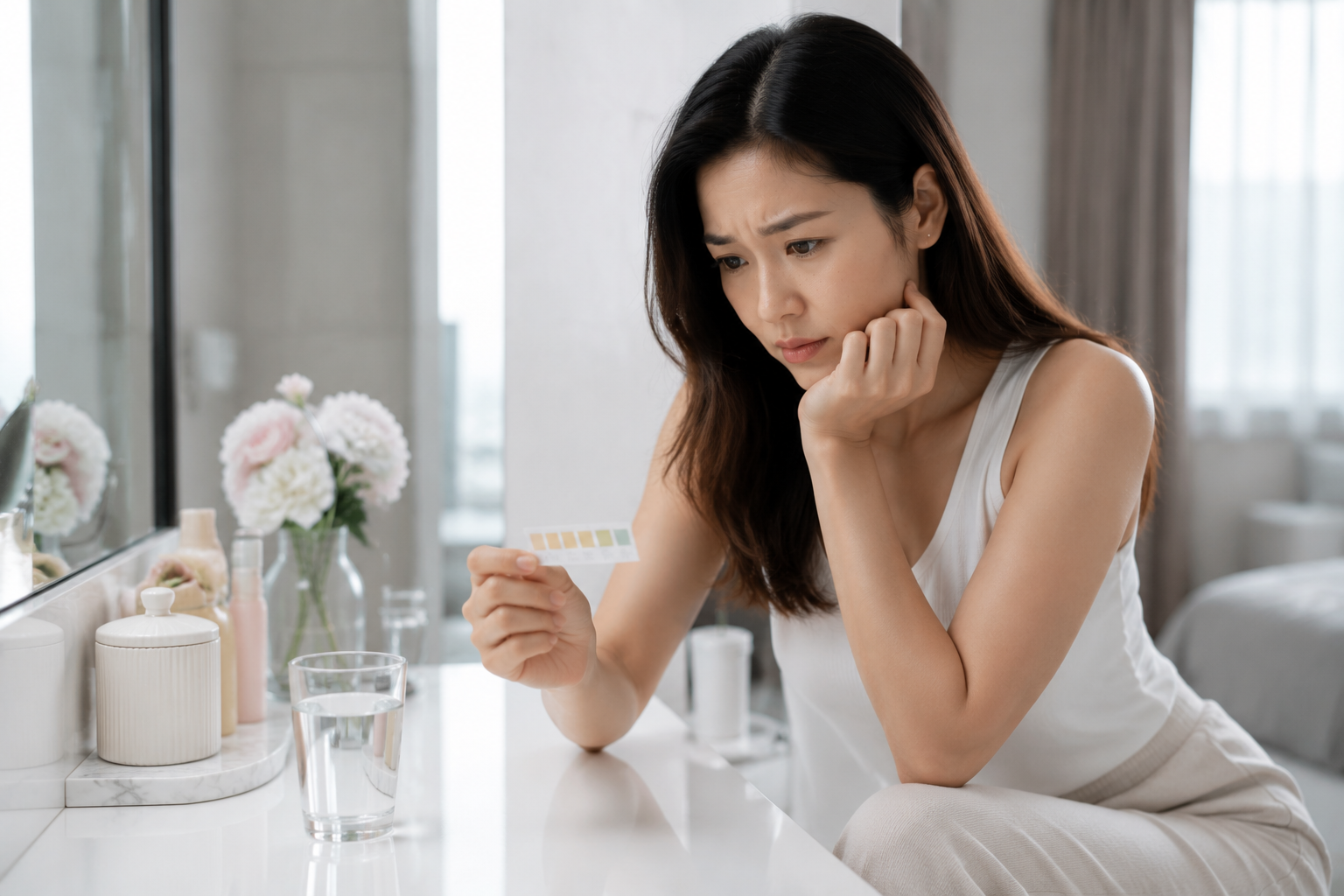 pH balance and feminine care scene in a Singapore apartment